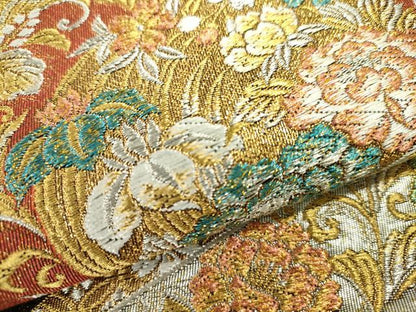 平和屋着物■六通柄袋帯 花蝶文 金銀糸 正絹 逸品 DAAO2662jm