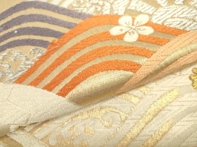 平和屋着物■六通柄袋帯 唐織 片輪車花文 正絹 逸品 DAAO2703jm