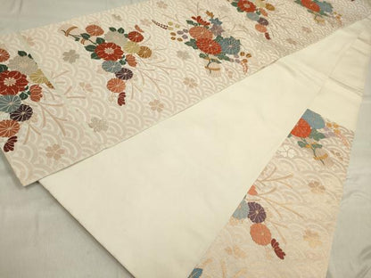 平和屋着物■六通柄 本袋帯 唐織 草花文 金糸 正絹 逸品 DAAO2990jm