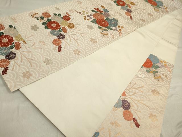 平和屋着物■六通柄 本袋帯 唐織 草花文 金糸 正絹 逸品 DAAO2990jm