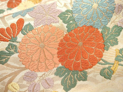 平和屋着物■六通柄 本袋帯 唐織 草花文 金糸 正絹 逸品 DAAO2990jm