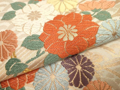 平和屋着物■六通柄 本袋帯 唐織 草花文 金糸 正絹 逸品 DAAO2990jm