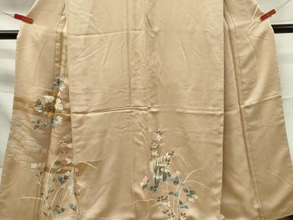 平和屋着物■訪問着　駒刺繍　色紙枝花文　金彩　正絹　逸品　DAAO3645ob