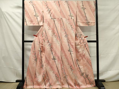 平和屋着物■上質な小紋　笹竹花文　暈し染め　金銀彩　正絹　逸品　DAAO3653ob