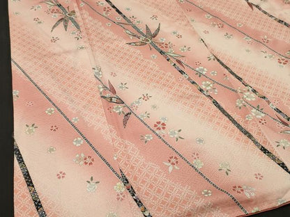 平和屋着物■上質な小紋　笹竹花文　暈し染め　金銀彩　正絹　逸品　DAAO3653ob