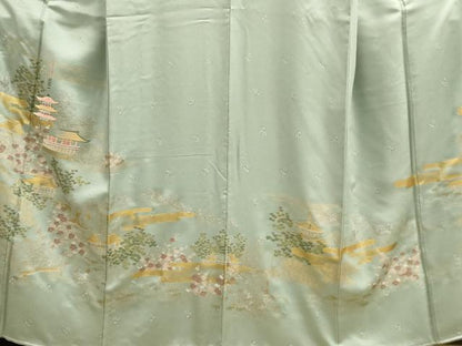 平和屋着物■豪華色留袖　風景文　松竹梅　金銀彩　正絹　逸品　DAAO4765tw