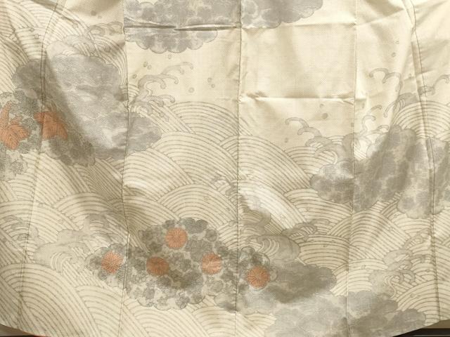 平和屋着物■本場大島紬　訪問着　手描き　雲取り立波花文　正絹　逸品　DAAO4773tw