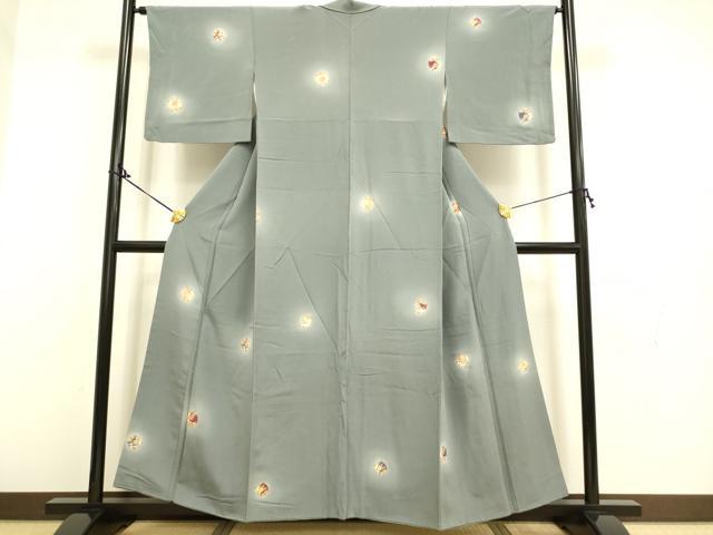 平和屋着物■上質な小紋　糸巻花文　暈し染め　金彩　正絹　逸品　DAAO6132we