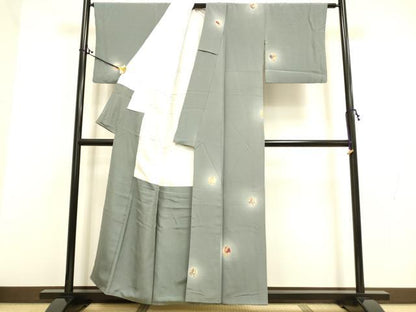 平和屋着物■上質な小紋　糸巻花文　暈し染め　金彩　正絹　逸品　DAAO6132we