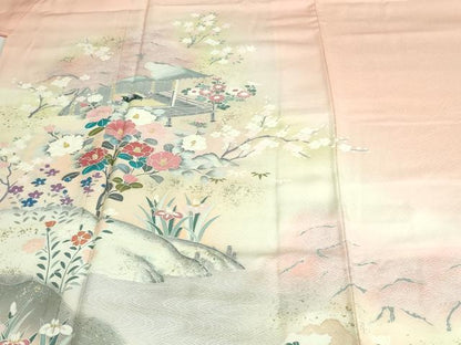 平和屋着物■訪問着　風景草花文　暈し染め　金銀彩　正絹　逸品　DAAO7181sf
