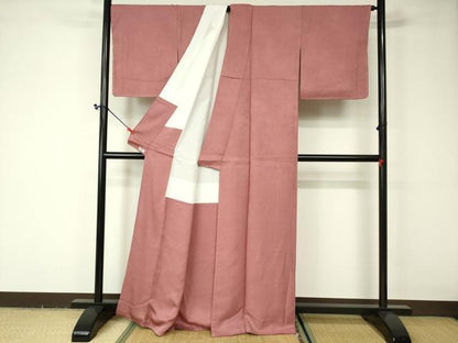 平和屋着物■上質な色無地　霞地紋　薄紅色　正絹　逸品　DAAO7708cm