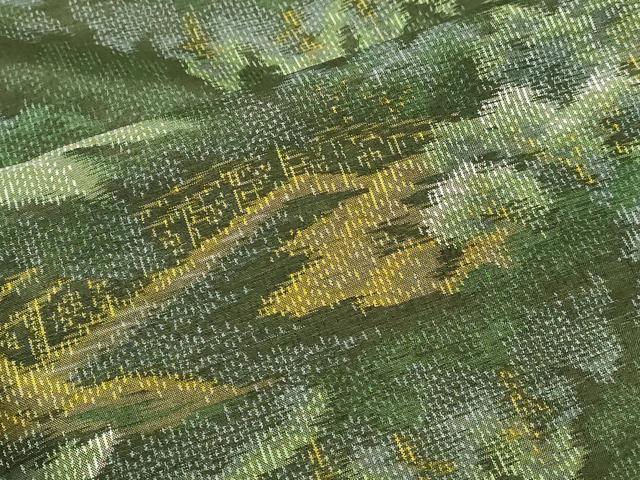 平和屋着物■上質な紬　風景樹林文　正絹　逸品　DAAO7710cm