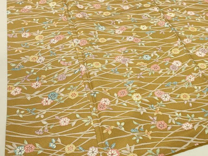 平和屋着物■上質な小紋　型染め　枝花文　正絹　逸品　DAAO7744cm