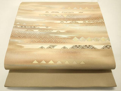 平和屋着物◎太鼓柄袋帯　吉祥横段文　金銀彩　正絹　逸品　DAAO9007bc