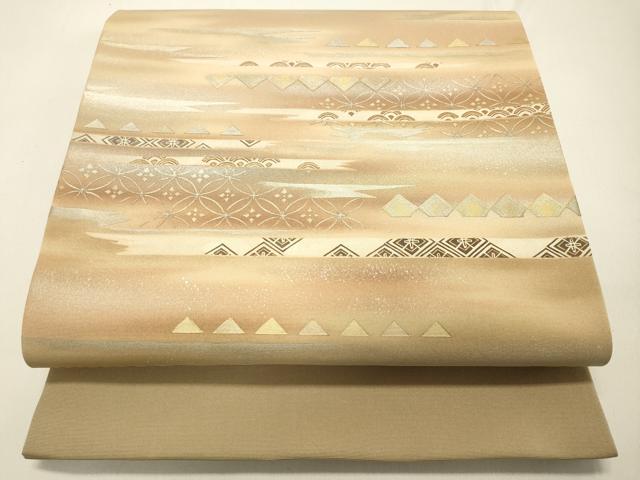 平和屋着物◎太鼓柄袋帯　吉祥横段文　金銀彩　正絹　逸品　DAAO9007bc