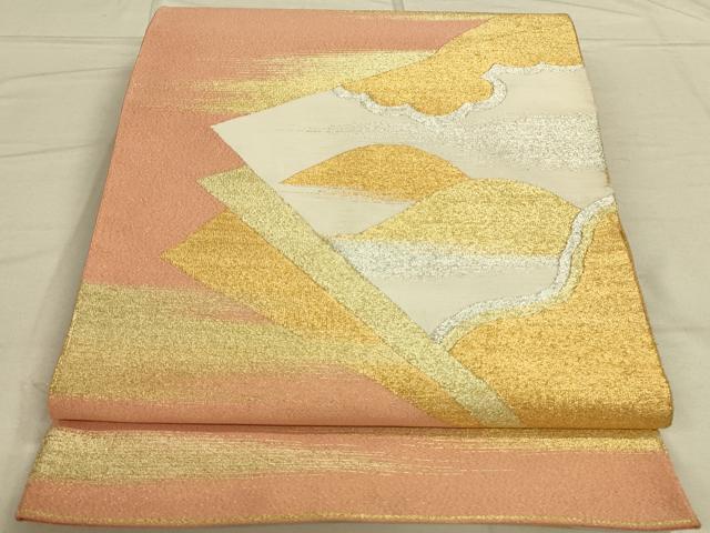 平和屋着物◎太鼓柄袋帯 重ね山文 金銀糸 正絹 逸品 DAAO9539rt