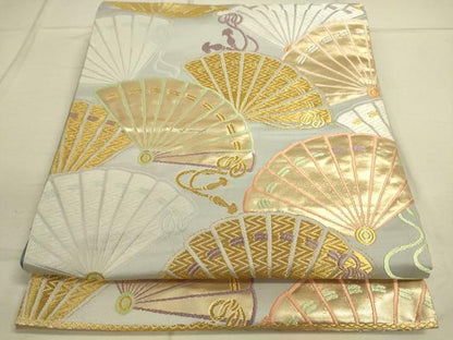 平和屋着物◎六通柄袋帯　唐織　吉祥扇集文　金糸　正絹　逸品　DAAO9749rt