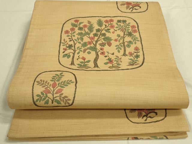 平和屋着物◎六通柄袋帯 明日香 色紙樹林文 正絹 逸品 DAAO9825rt