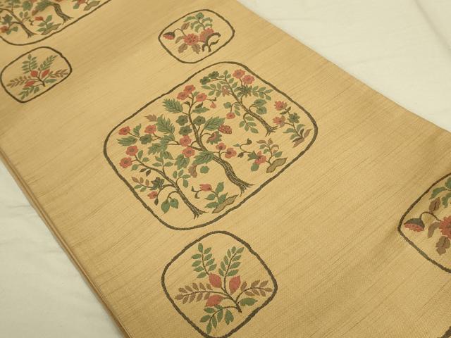 平和屋着物◎六通柄袋帯 明日香 色紙樹林文 正絹 逸品 DAAO9825rt