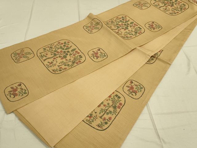平和屋着物◎六通柄袋帯 明日香 色紙樹林文 正絹 逸品 DAAO9825rt