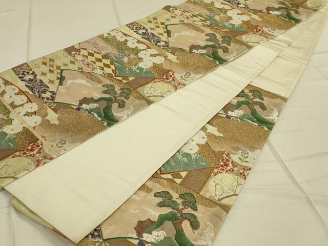 平和屋着物◎六通柄袋帯 唐織 地紙重ね文 金銀糸 正絹 逸品 DAAO9840rt