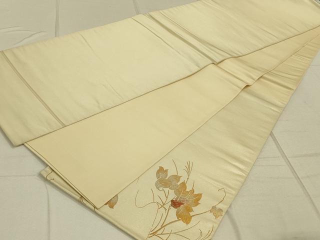平和屋着物◎太鼓柄袋帯 駒刺繍 枝葉文 金銀糸 正絹 逸品 DAAO9911rt