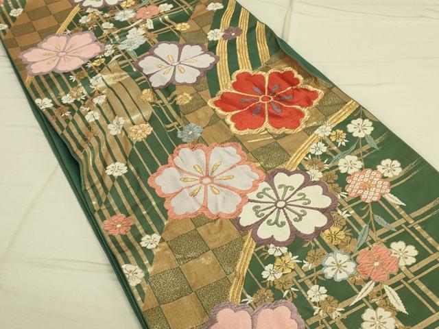 平和屋着物◎六通柄袋帯 唐織 舞花文 金糸 引箔 正絹 逸品 DAAO9923rt
