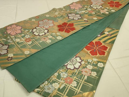 平和屋着物◎六通柄袋帯 唐織 舞花文 金糸 引箔 正絹 逸品 DAAO9923rt