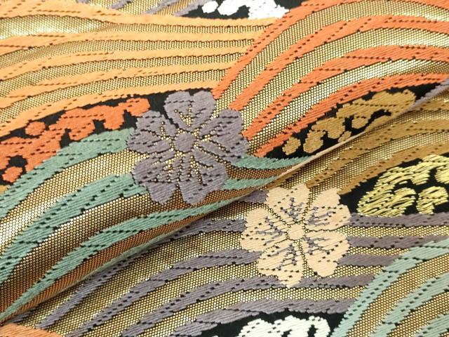 平和屋着物●六通柄袋帯 唐織 青海波桜花文 金糸 正絹 逸品 DAAP1605ic