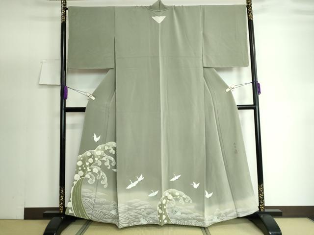 平和屋着物●豪華色留袖 作家物 駒刺繍 立波飛鶴文 金彩 正絹 逸品 未使用 DAAP1895ic