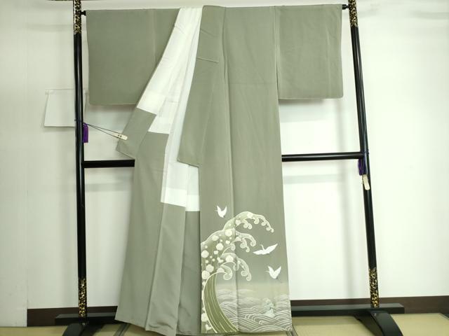 平和屋着物●豪華色留袖 作家物 駒刺繍 立波飛鶴文 金彩 正絹 逸品 未使用 DAAP1895ic