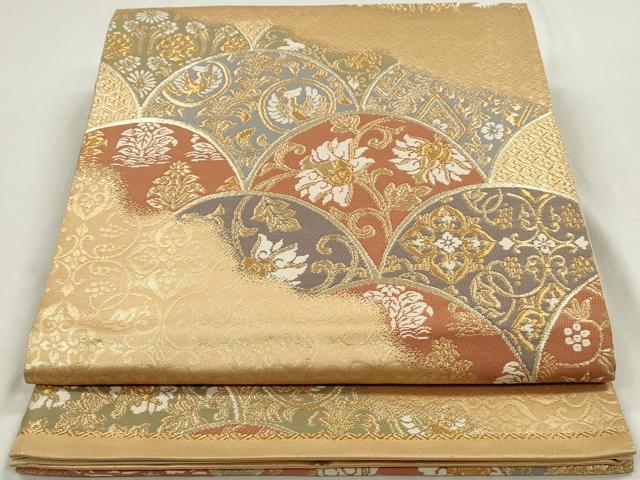 平和屋着物◎六通柄袋帯　正倉院花鳥文　金糸　引箔　正絹　逸品　DAAP2324qa