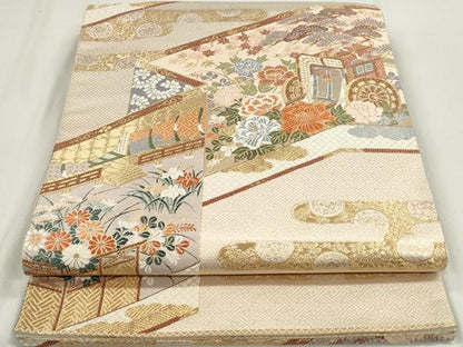 平和屋着物◎六通柄袋帯 桃山屏風図 金糸 引箔 正絹 逸品 DAAP2332qa