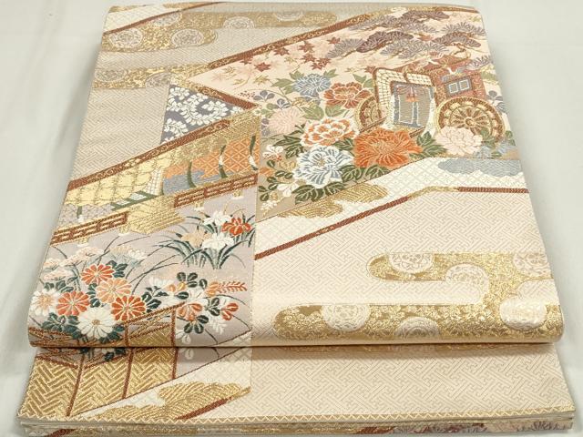 平和屋着物◎六通柄袋帯 桃山屏風図 金糸 引箔 正絹 逸品 DAAP2332qa