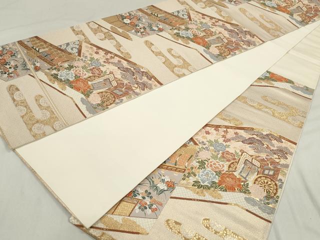 平和屋着物◎六通柄袋帯 桃山屏風図 金糸 引箔 正絹 逸品 DAAP2332qa