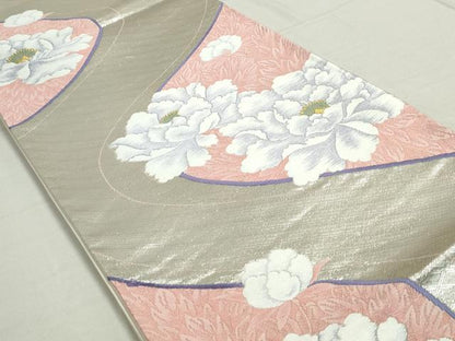 平和屋着物◎六通柄袋帯 唐織 牡丹 金銀糸 正絹 逸品 DAAP2353qa