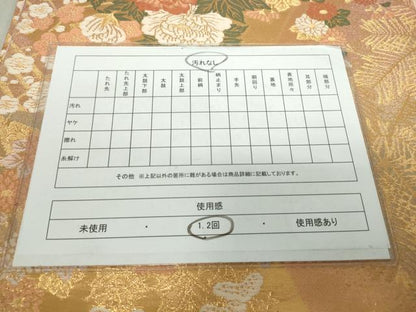 平和屋着物◎六通柄袋帯 扇草花文 金糸 秀美二重箔 正絹 逸品 DAAP3166ar