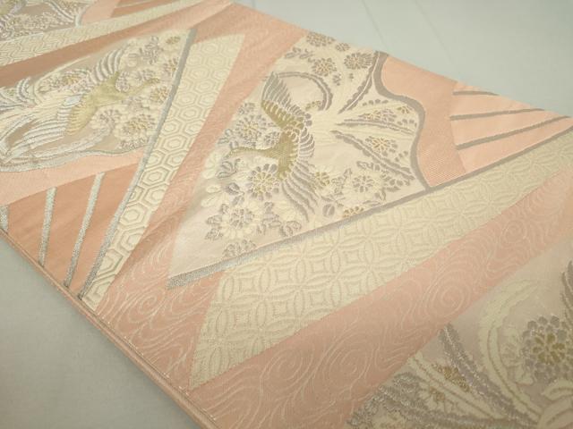 平和屋着物◎六通柄袋帯 扇鳳凰花文 金銀糸 正絹 逸品 DAAP3179ar