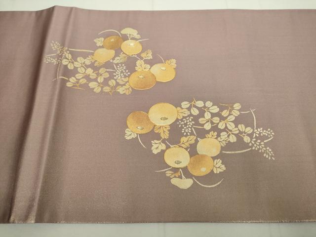 平和屋着物◎太鼓柄袋帯 駒刺繍 枝菊 金銀彩 正絹 逸品 DAAP3195ar