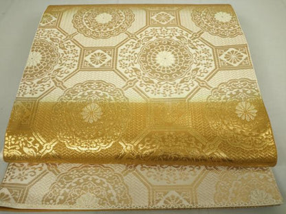 平和屋着物◎六通柄袋帯 蜀江花文 金糸 正絹 逸品 DAAP3209ar