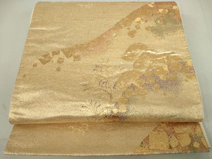 平和屋着物◎六通柄袋帯 箔散らし重ね山文 金糸 正絹 逸品 DAAP3252ar