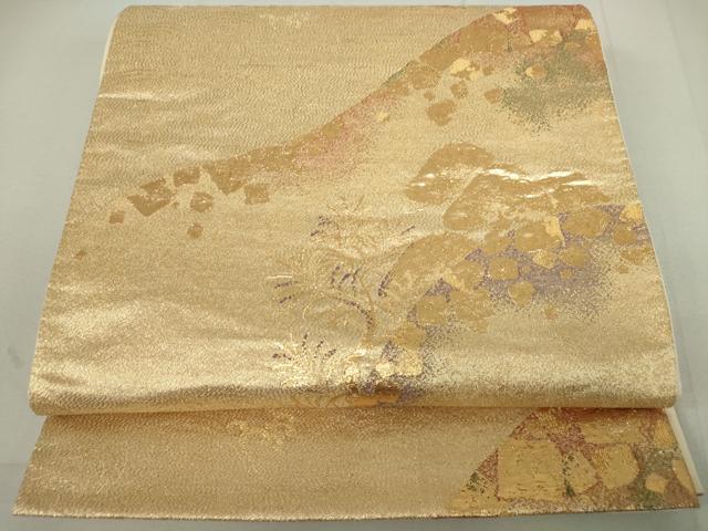 平和屋着物◎六通柄袋帯 箔散らし重ね山文 金糸 正絹 逸品 DAAP3252ar