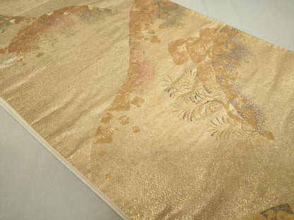 平和屋着物◎六通柄袋帯 箔散らし重ね山文 金糸 正絹 逸品 DAAP3252ar