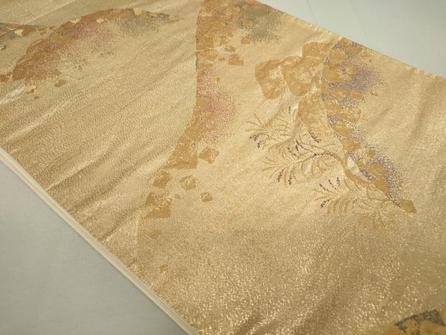 平和屋着物◎六通柄袋帯 箔散らし重ね山文 金糸 正絹 逸品 DAAP3252ar