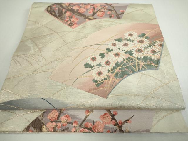平和屋着物◎六通柄袋帯 唐織 地紙草花文 金糸 正絹 逸品 DAAP3269ar