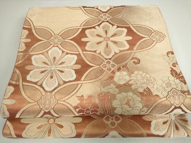 平和屋着物◎六通柄袋帯 正倉院花文 金糸 正絹 逸品 DAAP3314ar