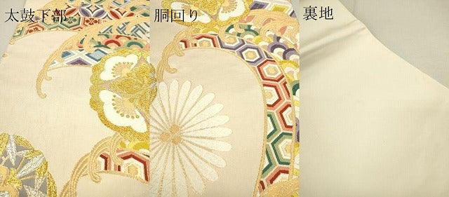 平和屋着物●六通柄袋帯　波頭玉華　金銀糸　正絹　逸品　DAAP4661fe