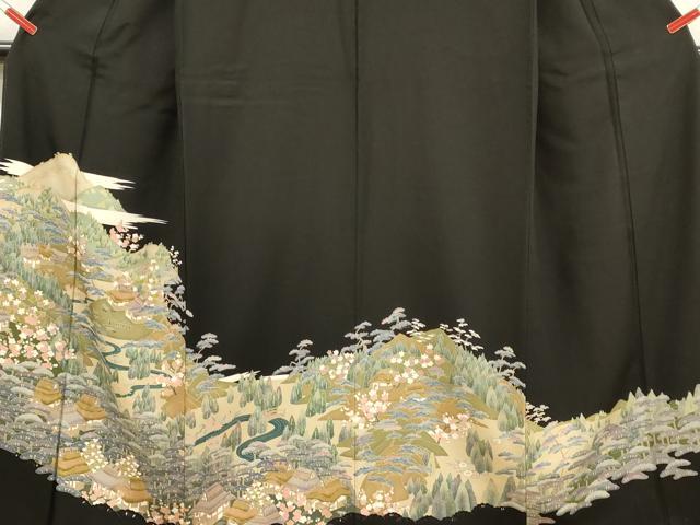 平和屋着物■豪華黒留袖 風景文 正絹 逸品 DAAP5673tw