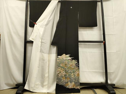 平和屋着物■豪華黒留袖 風景文 正絹 逸品 DAAP5673tw