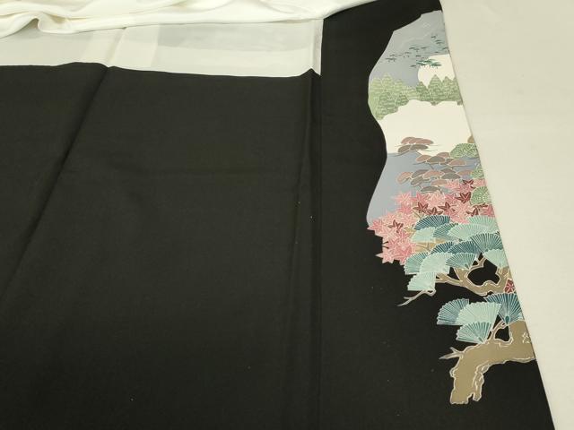 平和屋着物■豪華黒留袖 駒刺繍 風景松文 金彩 正絹 逸品 DAAP6071cm